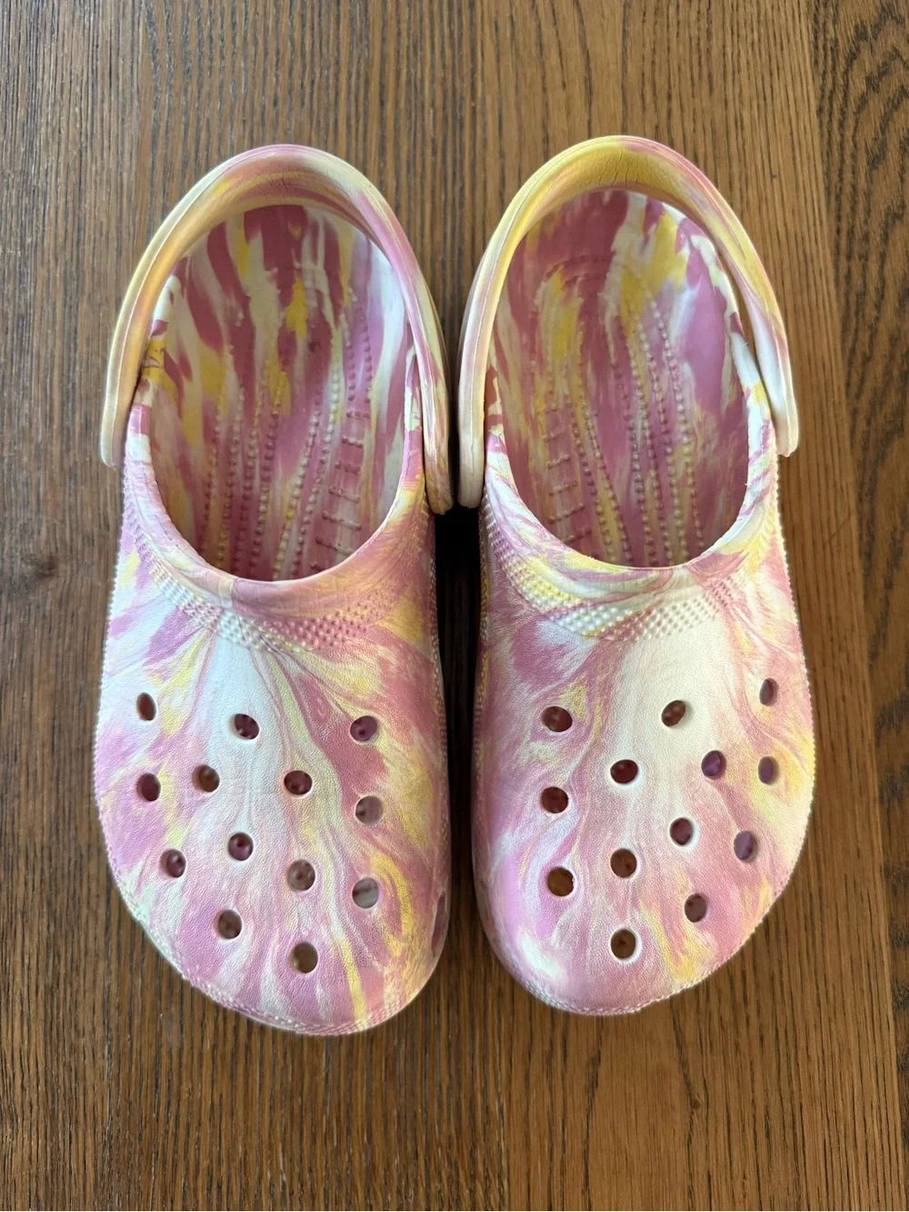 CROCS Marble Pink & Yellow Glow in the Dark Slip-On Clog